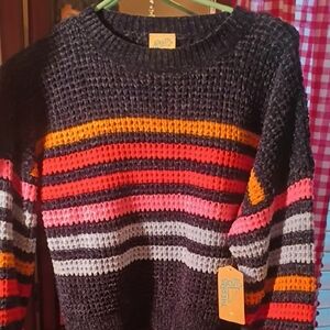 Colorful Striped Crew Neck Sweater